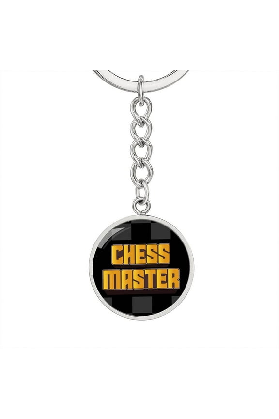 Chess Fan Chess Master Keychain Stainless Steel or 18k Gold Circle Pendant