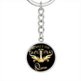 thumbnail image 1 of Chess Fan Respect The Queen Keychain Stainless Steel or 18k Gold Circle Pendant, 1 of 16