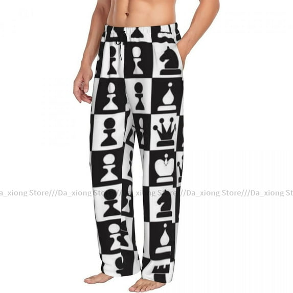 Chess Figures Mens Pajamas Pyjamas Pants Lounge Pants Sleep Bottoms