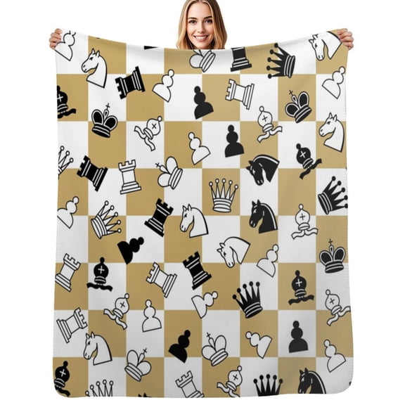 Chess Flannel Blanket Warm Soft Bedding Throws Winter Camping Chair Sofa Bed