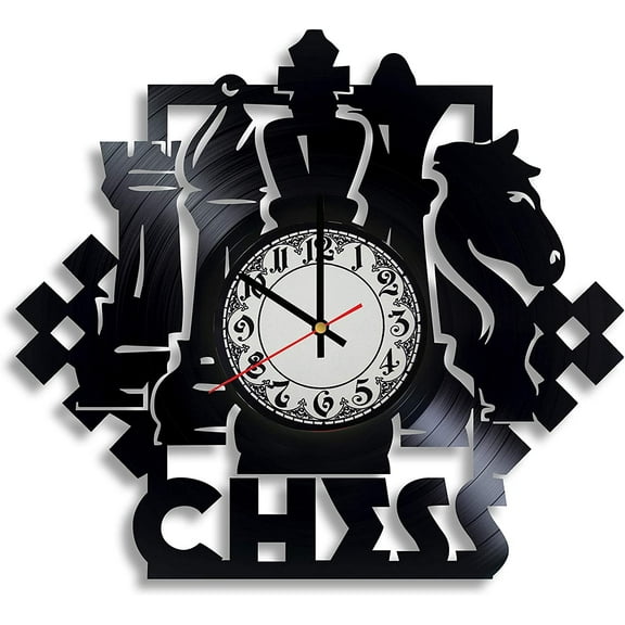 Chess Game Vinyl Record Wall Clock, Chess Piece Gift for Any Occasion