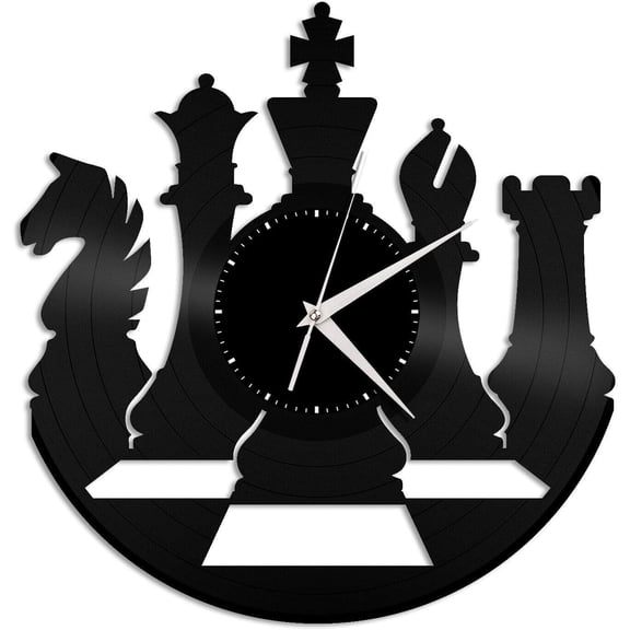 Chess Game Vinyl Wall Clock,Vinyl Record Clock Wall Art Unique Room Decorations Handmade Gift