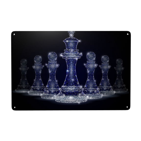 Chess Geometric Polygonal Metal Tin Sign Home Kitchen Office Bedroom Cafes Room Wall Decor 8x12 Inch