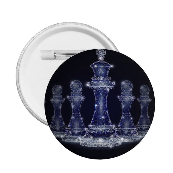 Chess Geometric Polygonal Round Button Pin Badge 5PCS Pinback Buttons Lapel Pin for Jacket, Backpack, Hat, Party Favor, Gift