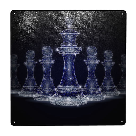 Chess Geometric Polygonal Square Metal Sign 12x12 Inch Tin Sign Wall Decor Decorative Plaque for Bar, Cafe, Restaurant