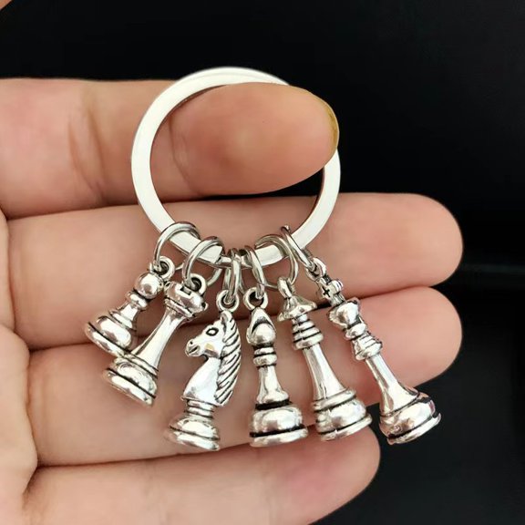Chess Keychain European Retro Pendant Creative Car Bag Key Ring Metal Plating Decoration