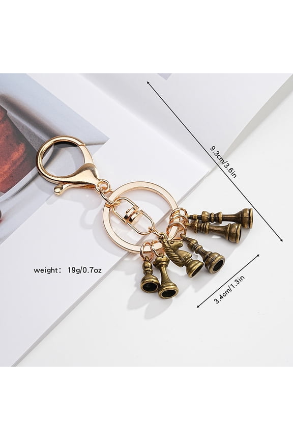 Chess Keychain European Retro Pendant Creative Car Bag Key Ring Metal Plating Decoration
