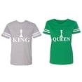 thumbnail image 1 of Chess King Queen Matching Couple Cotton Jerseys (Men Heather / Women Green) (Men M / Women XXL), 1 of 3