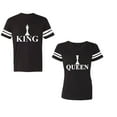 thumbnail image 1 of Chess King QueenUnisex Couple Matching Cotton Jersey style T-Shirt Contrasting stripes on sleeves (Men Black / Women Black) (Men S / Women S), 1 of 3