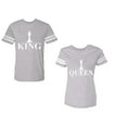 thumbnail image 1 of Chess King QueenUnisex Couple Matching Cotton Jersey style T-Shirt Contrasting stripes on sleeves (Men Heather / Women Heather) (Men L / Women L), 1 of 3