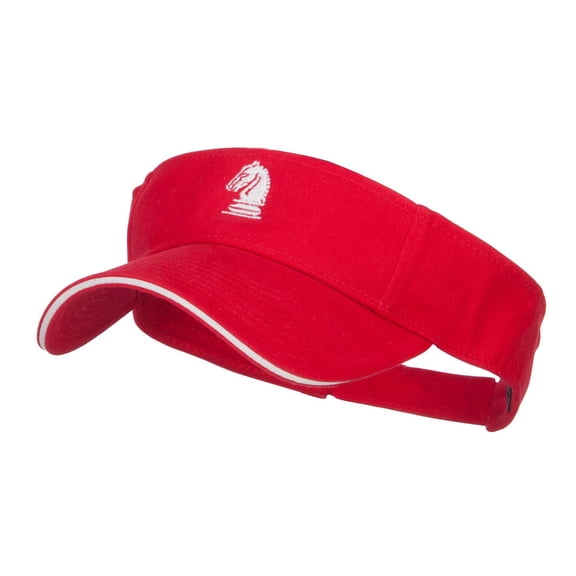Chess Knight Embroidered Brushed Visor - Red OSFM