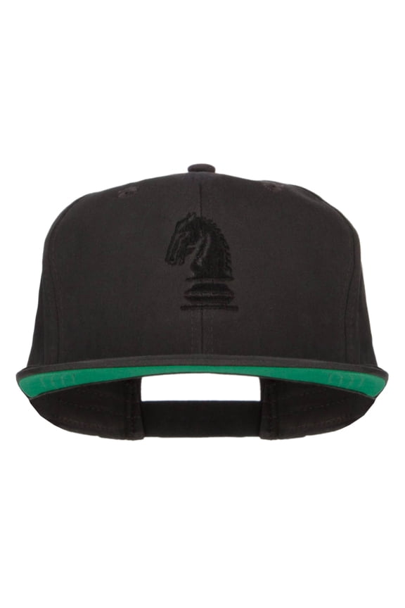 Chess Knight Embroidered Extra Size High Cap - Charcoal XL-3XL