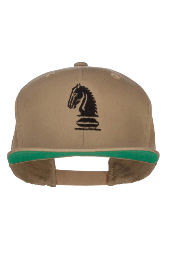 Chess Knight Embroidered Extra Size High Cap - Khaki XL-3XL