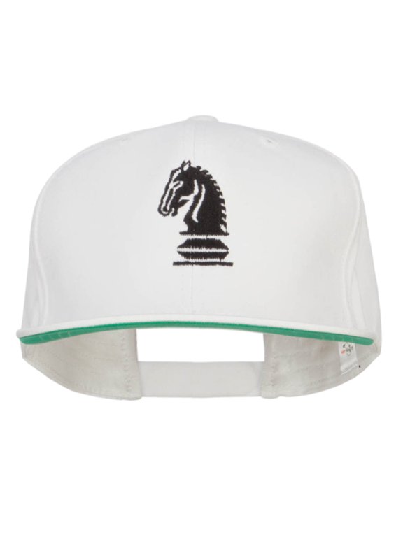 Chess Knight Embroidered Extra Size High Cap - White XL-3XL