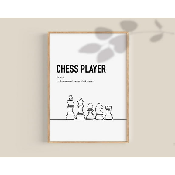 Chess Lover Minimal Game Wall Art, Unframed Paper Print Size 8x12