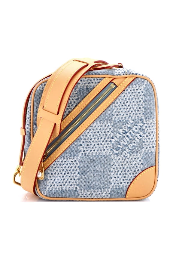 Chess Messenger Bag Damier 3D Denim By Rebag
