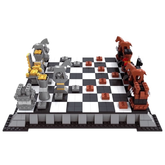 Chess Model Building Block Set (Random Figurines) - 1100+ Pcs, Game Play, Collectible Display