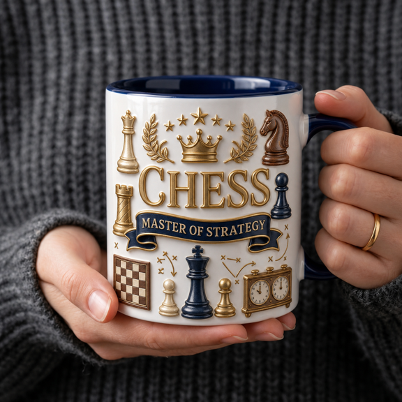 Chess Mug Master of Strategy Design for Players, Coaches, Tournament Gift