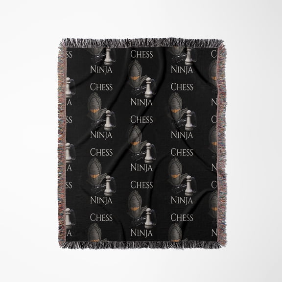 Chess Ninja Pattern Of A Pawn And Queen Chess Game Pieces., Woven Blanket
