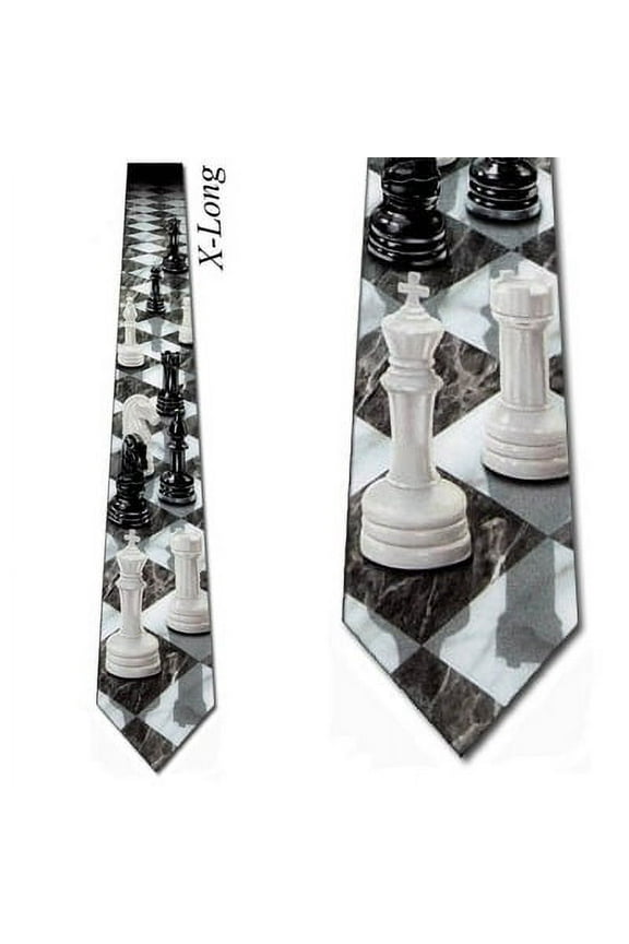 Chess Perspective Extra Long Necktie Mens Tie