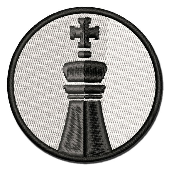 Chess Piece Black King Applique Multi-Color Embroidered Iron-On Patch - 2.5 Inch Small