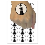 Chess Piece Black King Water Resistant Temporary Tattoo Set Fake Body Art Collection - 54 1" Tattoos (1 Sheet)