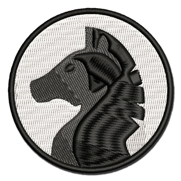 Chess Piece Black Knight Applique Multi-Color Embroidered Iron-On Patch - 2.0 Inch Mini