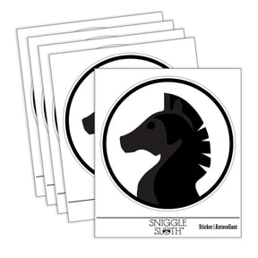 Chess Piece Black Knight Car Window Bumper Water Bottle Phone Tablet Laptop Waterproof Vinyl Decal Sticker Set 5-Pack - Gloss Finish - 4.0"