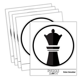 Chess Piece Black Queen Car Window Bumper Water Bottle Phone Tablet Laptop Waterproof Vinyl Decal Sticker Set 5-Pack - Gloss Finish - 3.0"