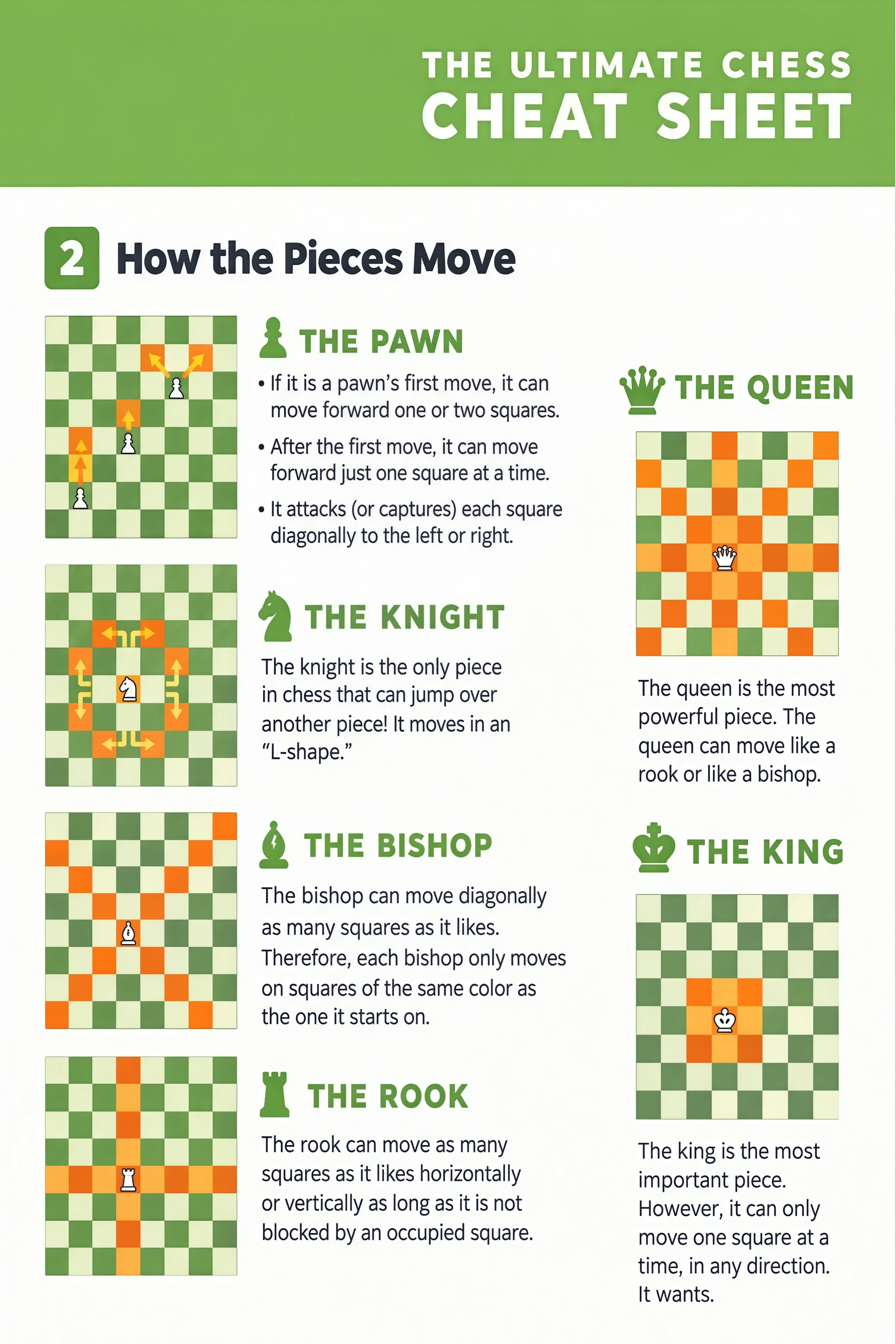 Chess Piece Moves Reference Chart for Classroom Educational Display ...