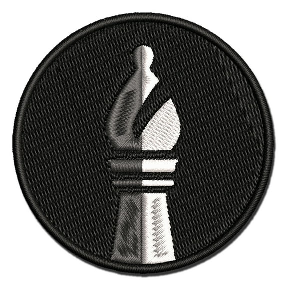 Chess Piece White Bishop Applique Multi-Color Embroidered Iron-On Patch - 3.5 Inch Large