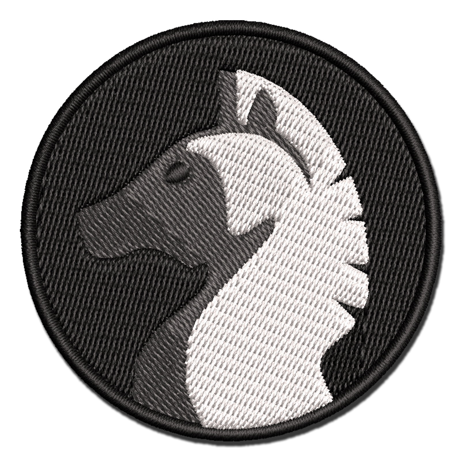 Chess Piece White Knight Applique Multi-Color Embroidered Iron-On Patch - 3.5 Inch Large
