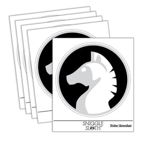 Chess Piece White Knight Car Window Bumper Water Bottle Phone Tablet Laptop Waterproof Vinyl Decal Sticker Set 5-Pack - Gloss Finish - 4.0"