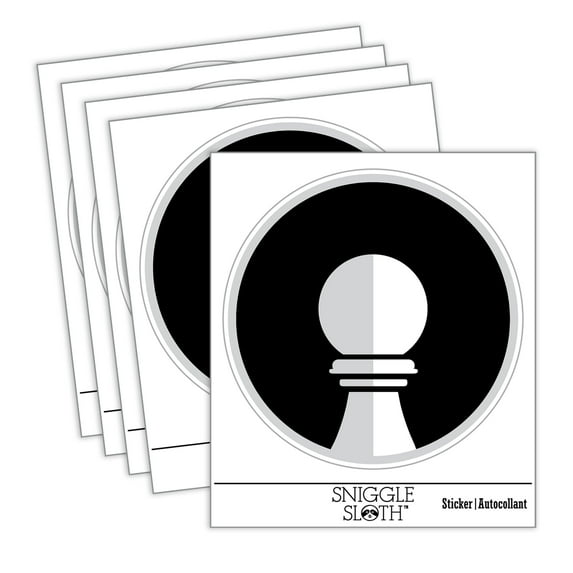 Chess Piece White Pawn Car Window Bumper Water Bottle Phone Tablet Laptop Waterproof Vinyl Decal Sticker Set 5-Pack - Gloss Finish - 4.0"