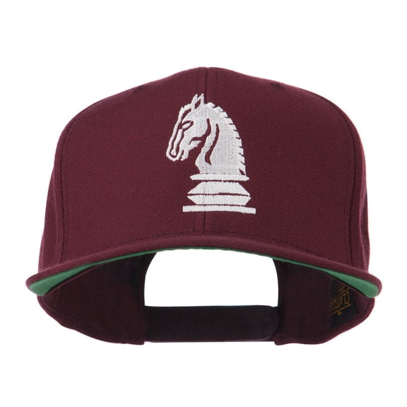 Chess Piece of a Knight Embroidered Flat Bill Cap - Maroon OSFM