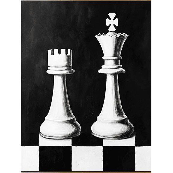 Chess Pieces Decorative Painting/Canvas Art Perfect for Decorating Living RoomConference Room Art Gallery Studio or Chess Club DecorBlack White Chess Theme Artwork.