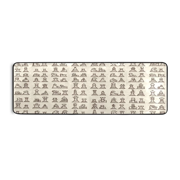 Chess Pieces Pattern 72x24" Runner Rug, Non-Slip Memory Foam Cushion, Anti-Crease for Hallways and Bedrooms
