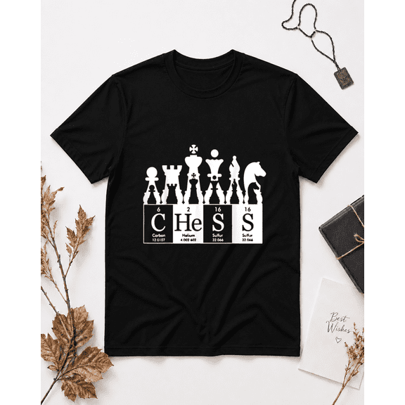 Chess Pieces Periodic Table Elements Smart Strategy Board Game Unisex T-Shirt, S-5XL