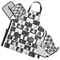 thumbnail image 1 of Chess Pieces and Board 5 Pcs Kitchen Set Heat Resistant Oven Mitts and Non-Slip Pot Holders with Adjustable Cooking Apron, 1 of 6