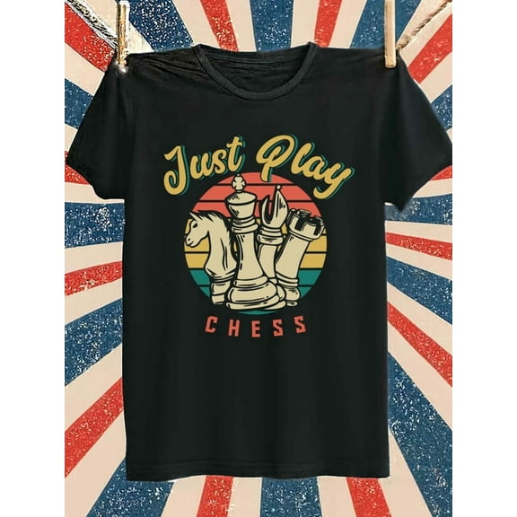 Chess Play Tee Christmas plain comfort colors tshirt men's 180G 100% Cotton black New spring and autumn styles Fashionable printed T-shirts Casual sportswear Cool shirts , Funny shirts , t shirt gli