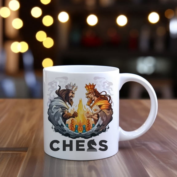 Chess Playing Coffee Mug Intense Battle Checkmate Design