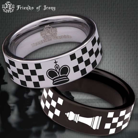 Chess Queen Couple Tungsten Carbide Ring
