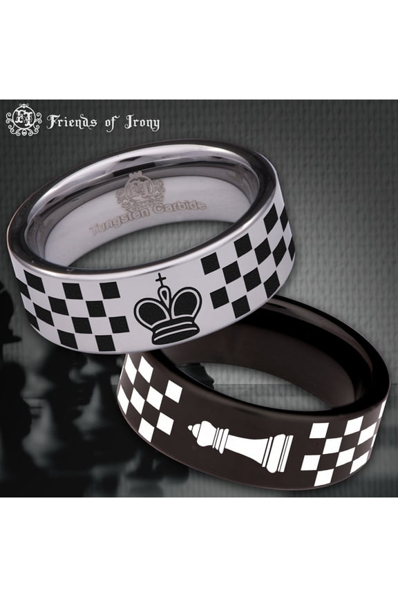 Chess Queen Couple Tungsten Carbide Ring