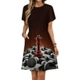 thumbnail image 1 of Chess Red Queen Dress Summer Street Style Dresses Female Short Sleeve Printed Sundress, 1 of 7