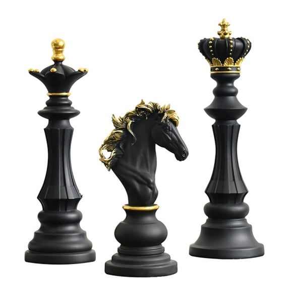 Chess Resin Decor Ornament Office Figurines Queen Knight Statue Collection Object Sculptural Models of Chess Pieces A
