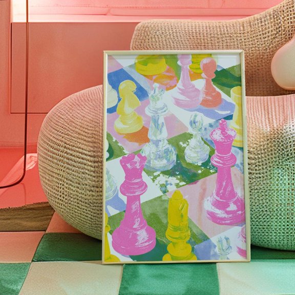 Chess Retro Chessboard Mid Century Silkscreen Poster