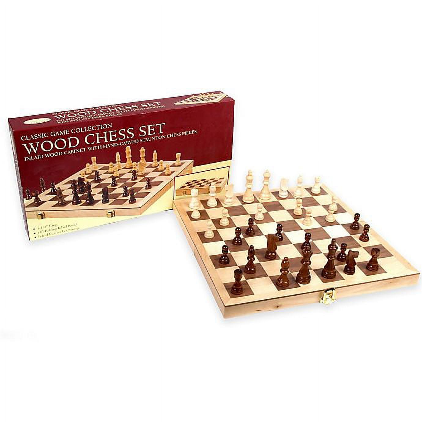 Juegoal Wooden Chess & Checkers Set with Storage Drawer, 12 Inch Classic 2  in 1 Board Games for Kids and Adults, Travel Portable Chess Game Sets, 2