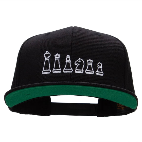 Chess Set Embroidered Wool Blend Prostyle Snapback - Black OSFM