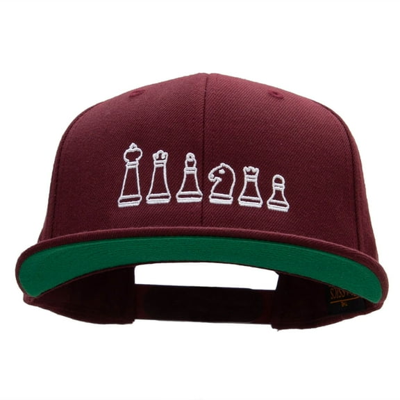 Chess Set Embroidered Wool Blend Prostyle Snapback - Maroon OSFM