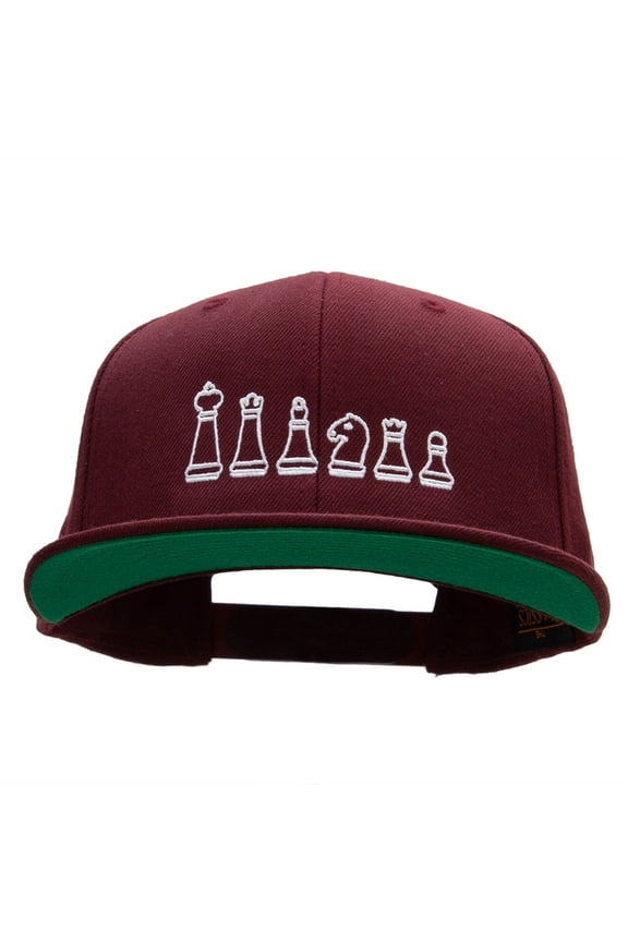 Chess Set Embroidered Wool Blend Prostyle Snapback - Maroon OSFM